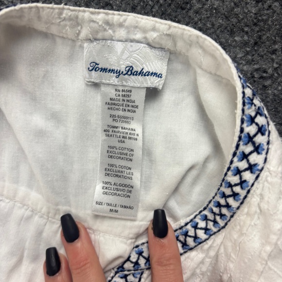 TOMMY BAHAMA Women’s White Cotton Clip Embroidered Coverup Dress size: Medium - Picture 7 of 10